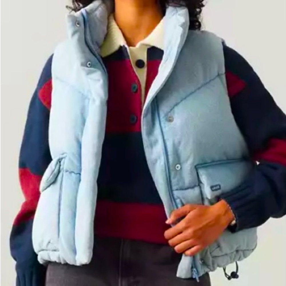 Levi’s Denim Western Bubble Puffer Vest  down filled XS